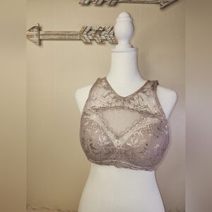 Candie's Tan Lace Bra with High Neckline